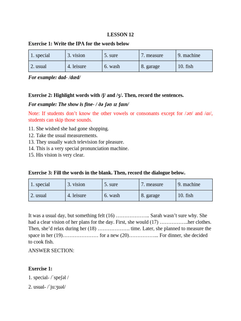 IPA Exercises for Pronunciation Skills | PDF