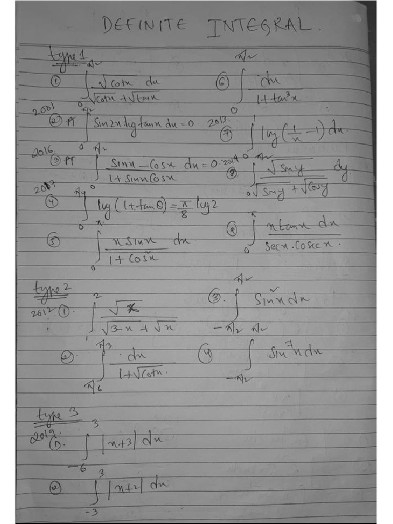 Definite Integral Important Questions | PDF