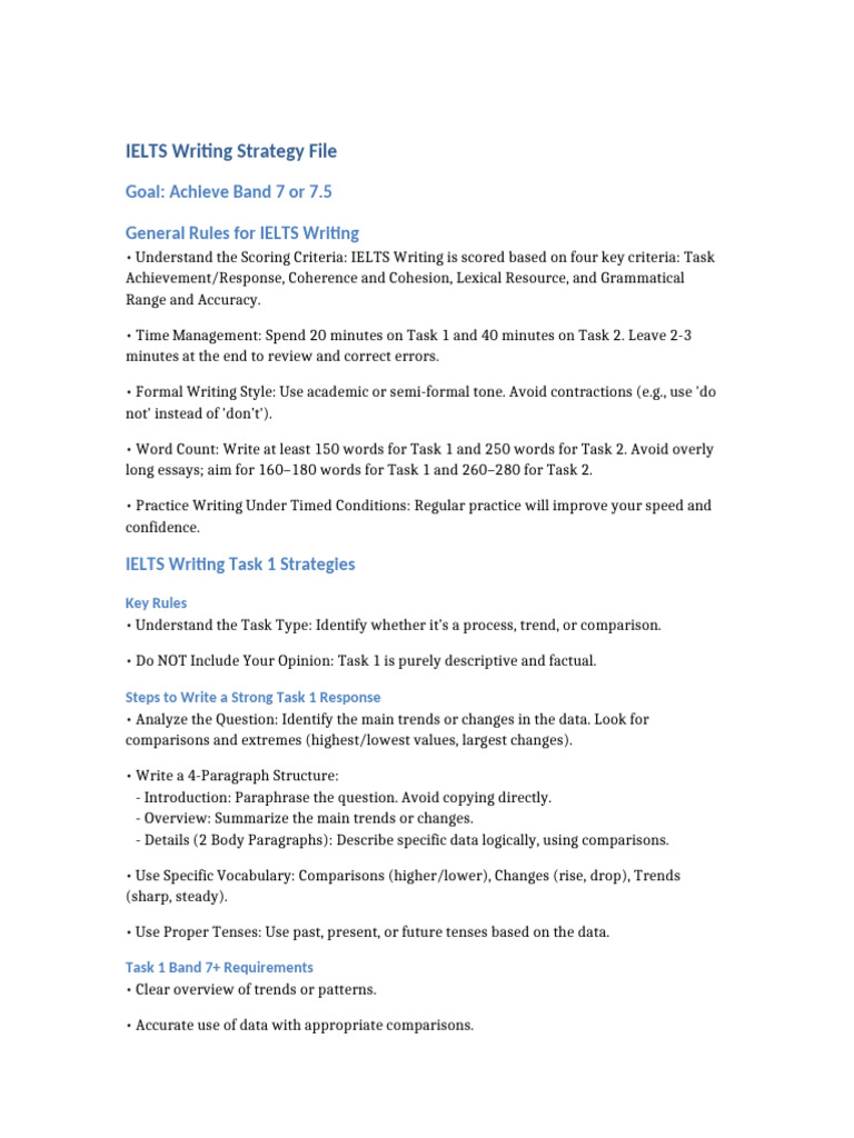 IELTS Writing Strategies for Band 7+ | PDF | Essays | Vocabulary