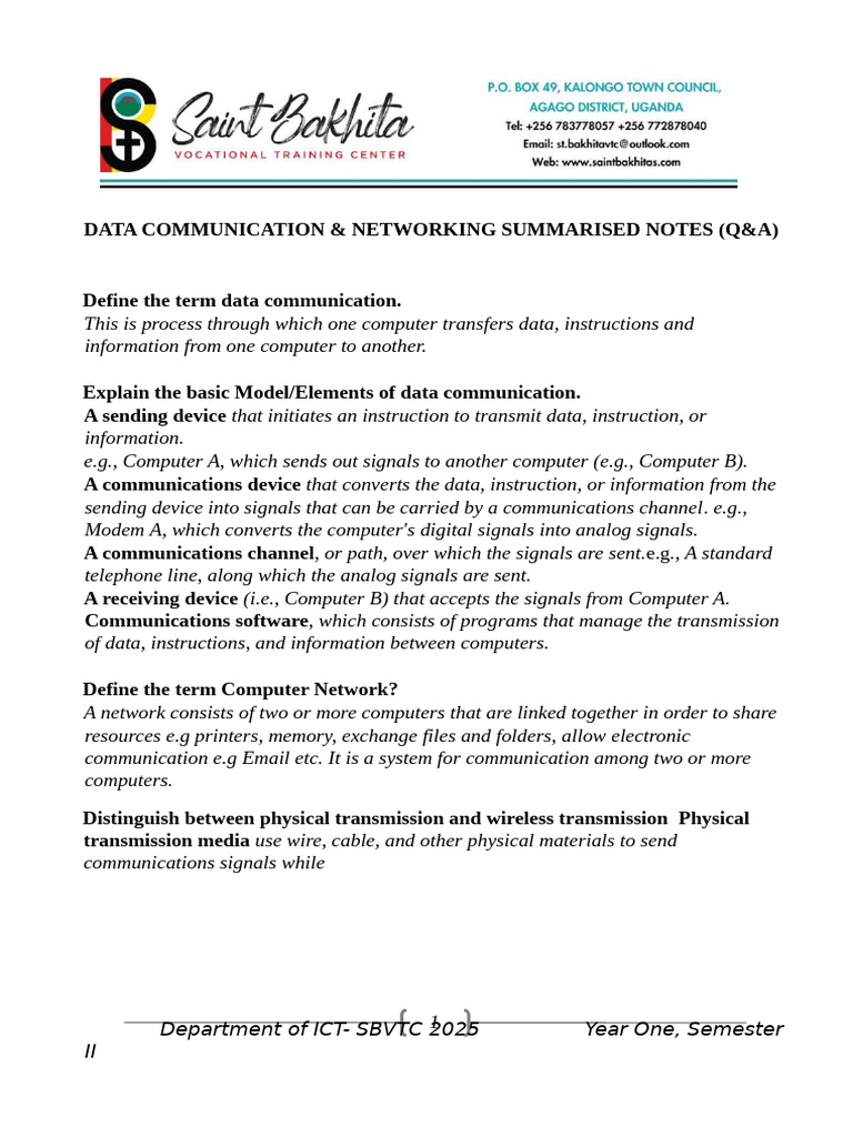 Data Communication & Networking Overview | PDF | Computer Network ...