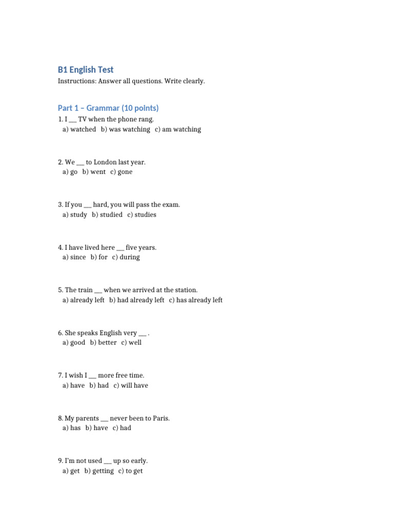 B1 English Test Formatted | PDF
