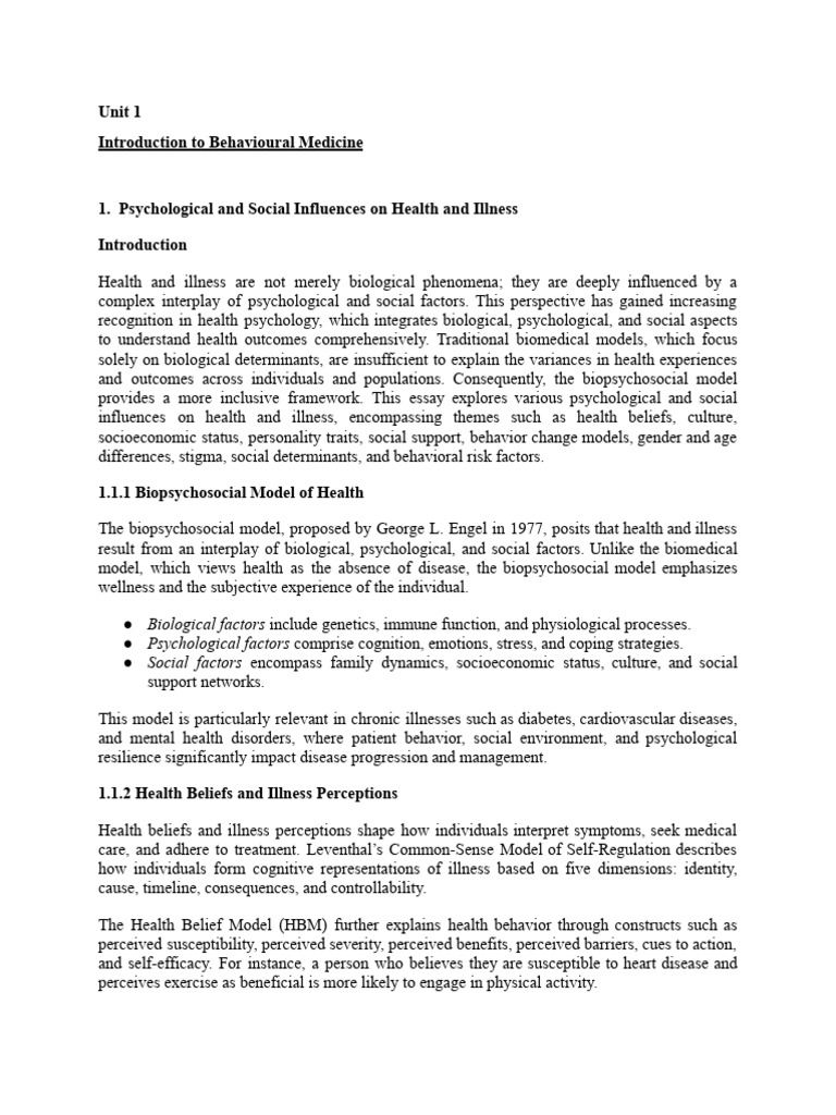 Psychological and Social Health Influences | PDF | Stress (Biology ...