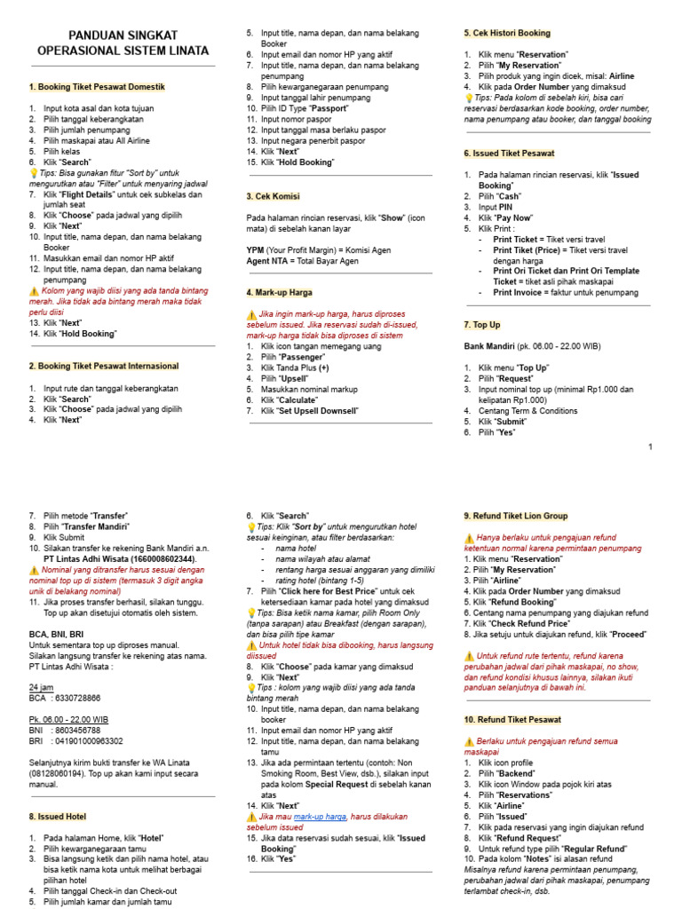 Panduan Singkat Sistem Linata Baru | PDF