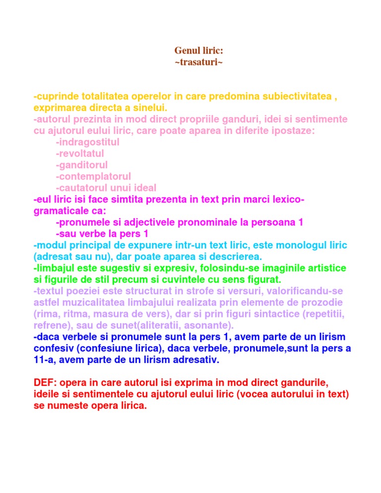 Marci Lexico Gramaticale Ale Eului Liric  Kents Club