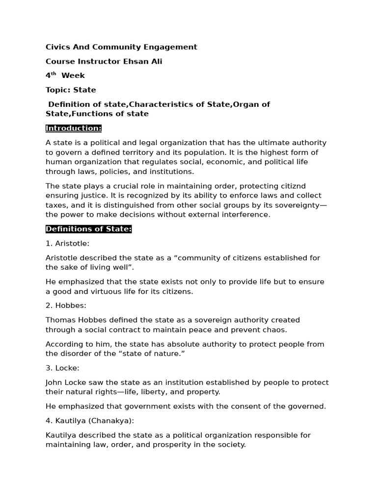 Definition of State, Characteristics of State, Organ of State ...