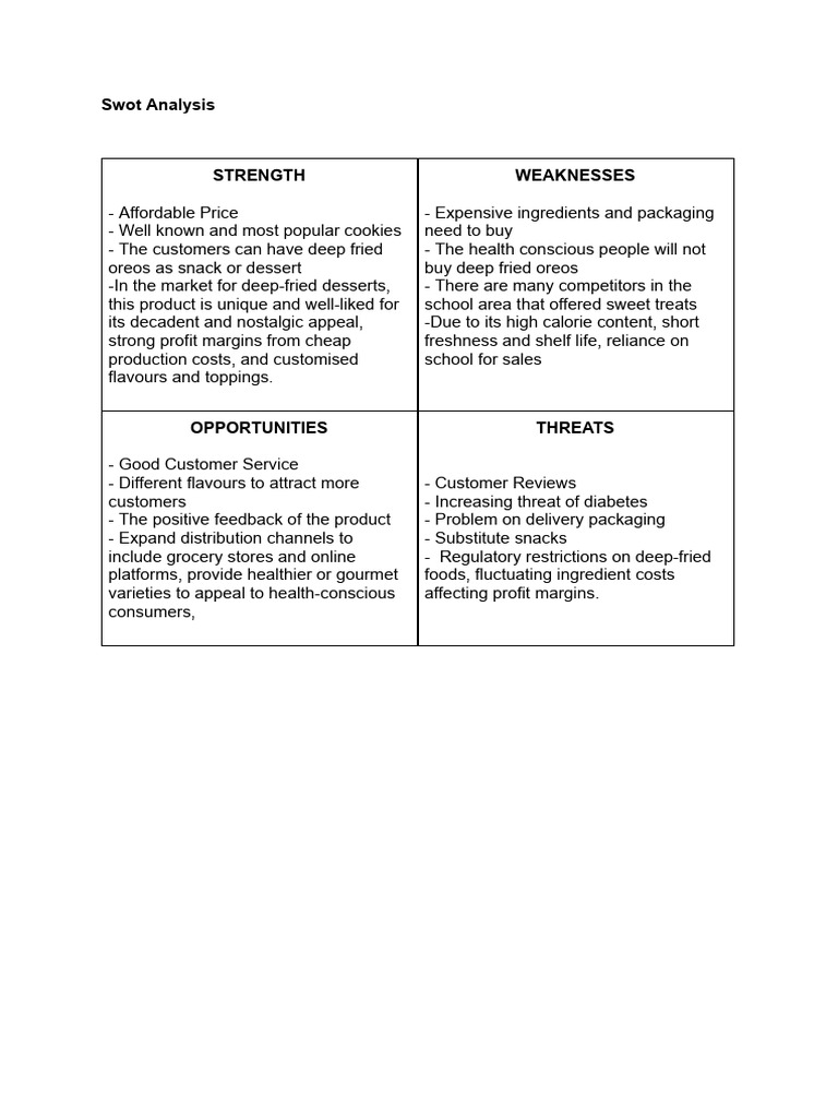 SWOT Analysis of Deep-Fried Oreos | PDF