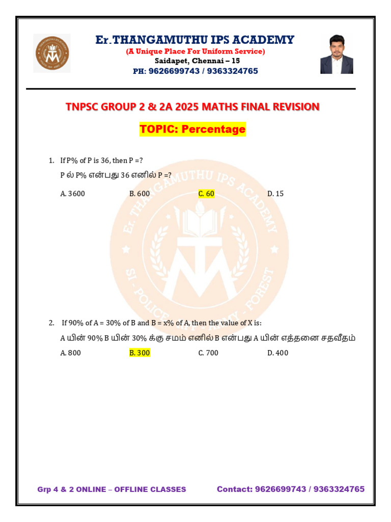 Day 04 Percentage Profit and Loss Alpha Numeric Series With Answer | PDF