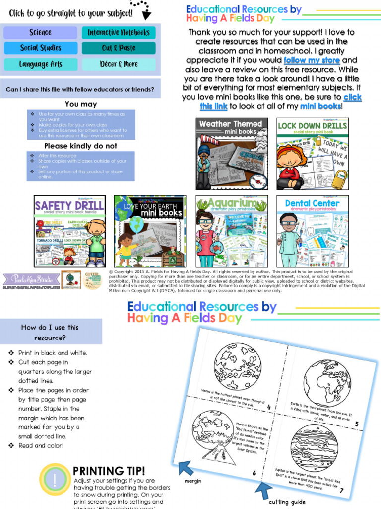 Planets Mini Book Free Printable-1 | PDF