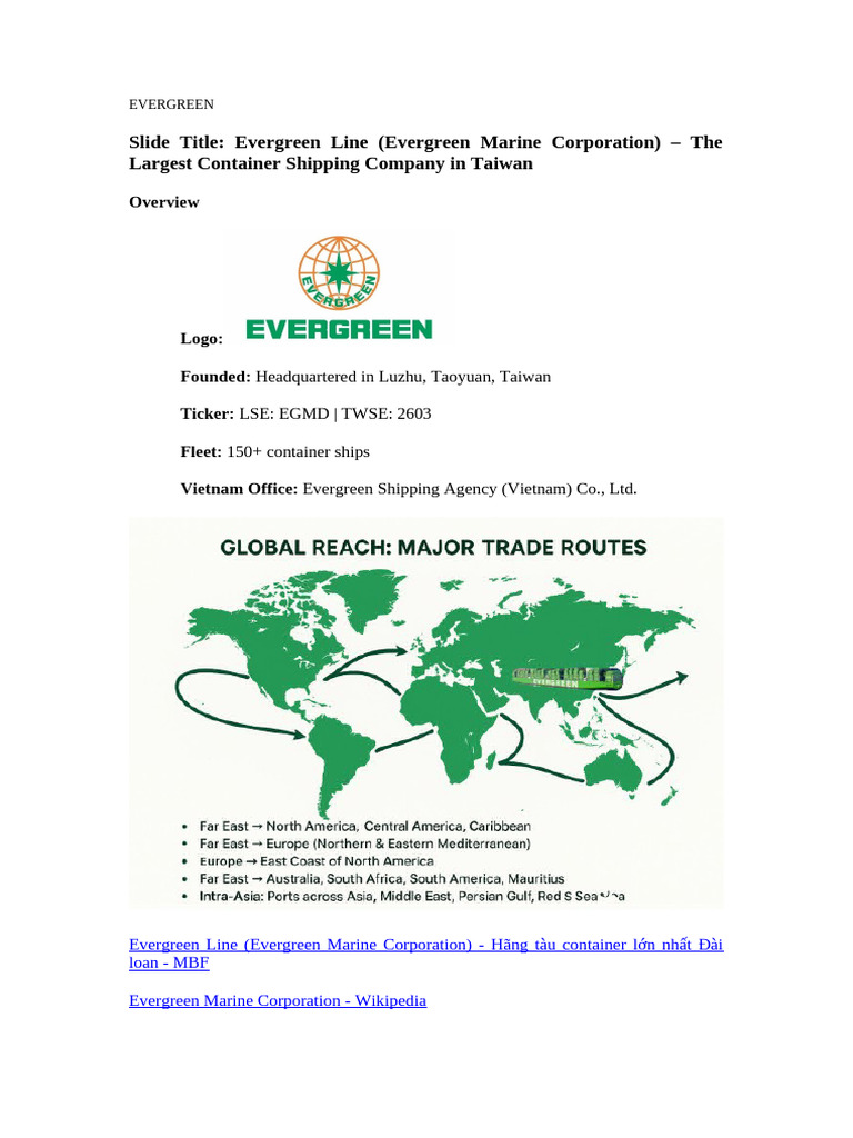 Evergreen Marine: Taiwan's Shipping Leader | PDF