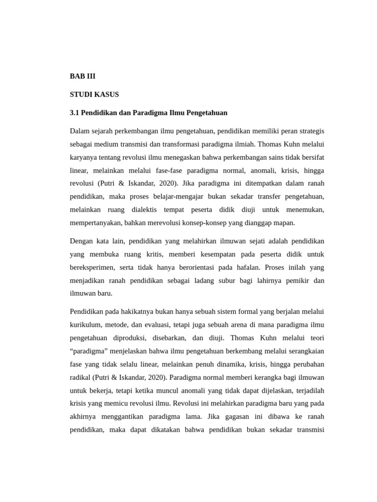 Paradigma Pendidikan dan Ilmu Pengetahuan | PDF
