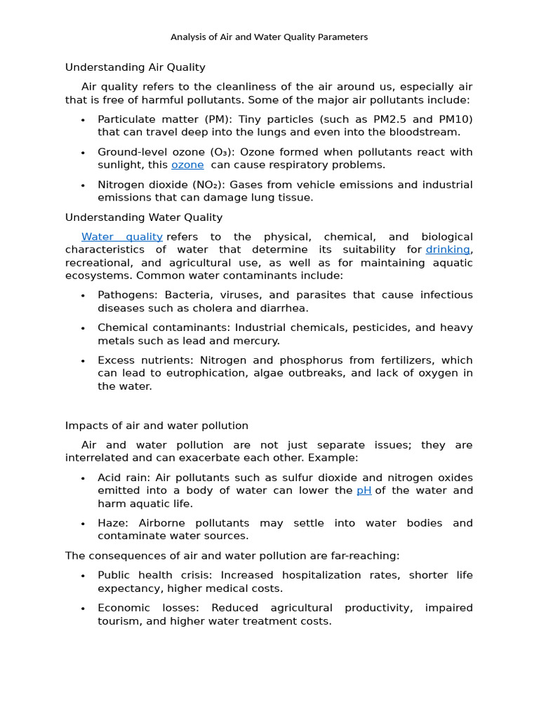 Air and Water Quality Analysis | PDF | Water Pollution | Air Pollution