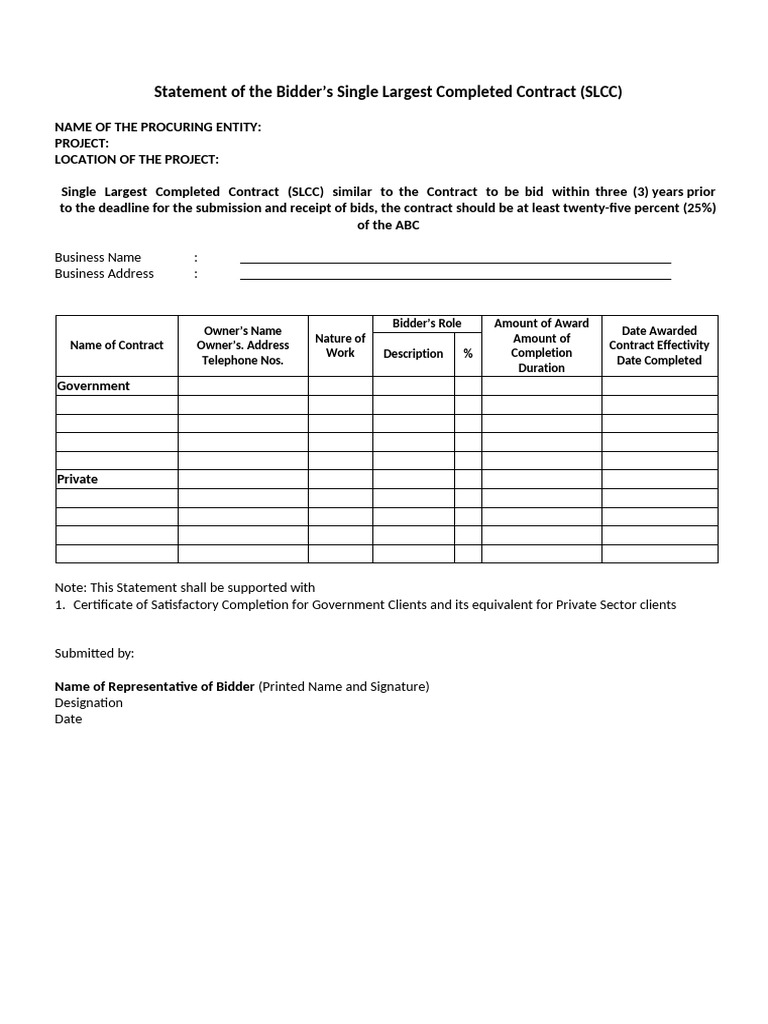 SLCC Statement for Bidding Requirements | PDF