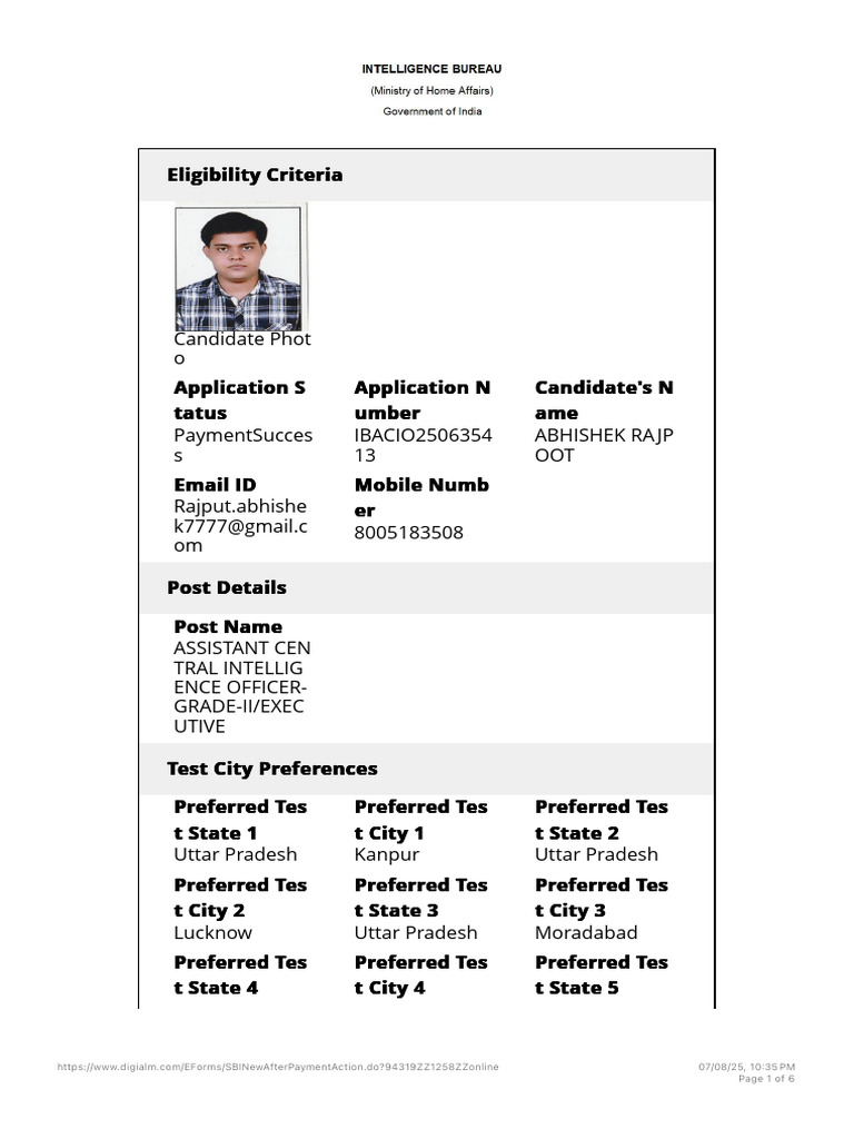 Assistant Central Intelligence Officer Application | PDF