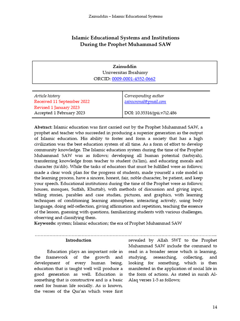 Islamic Education Systems Overview | PDF | Muhammad | Prophets And ...