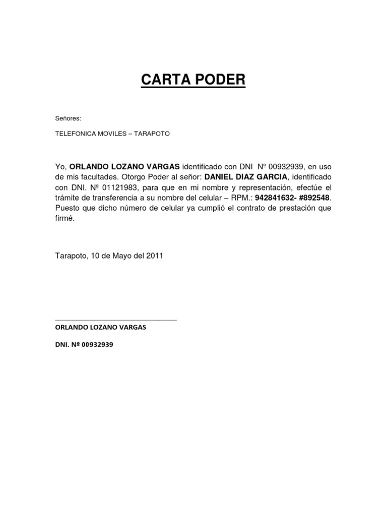 CARTA PODER