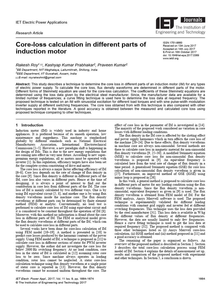 Core Loss Calculation in Induction Motors | PDF | Power Inverter ...