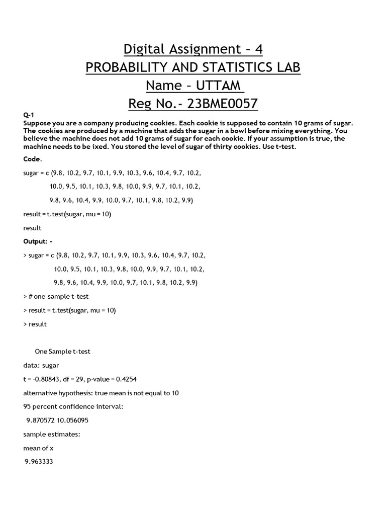 Statistical Tests in R: T-tests and ANOVA | PDF | P Value | F Test