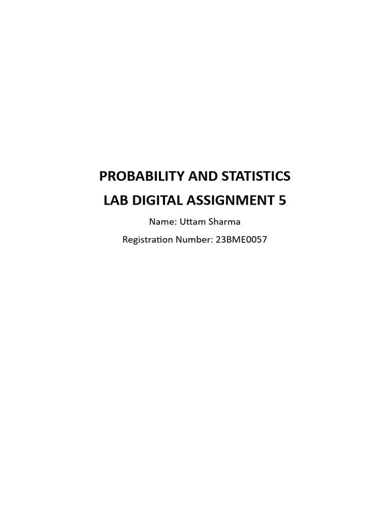 Probability and Statistics Lab Assignment | PDF