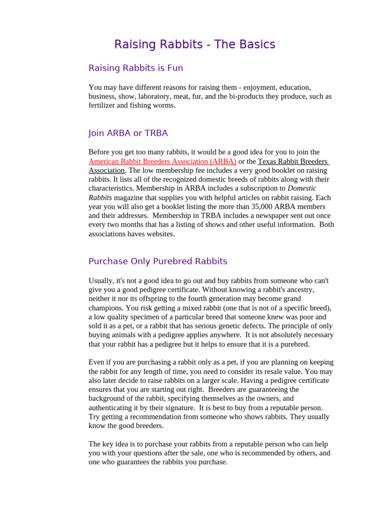 Raising Rabbits | PDF | Mammals As Pets