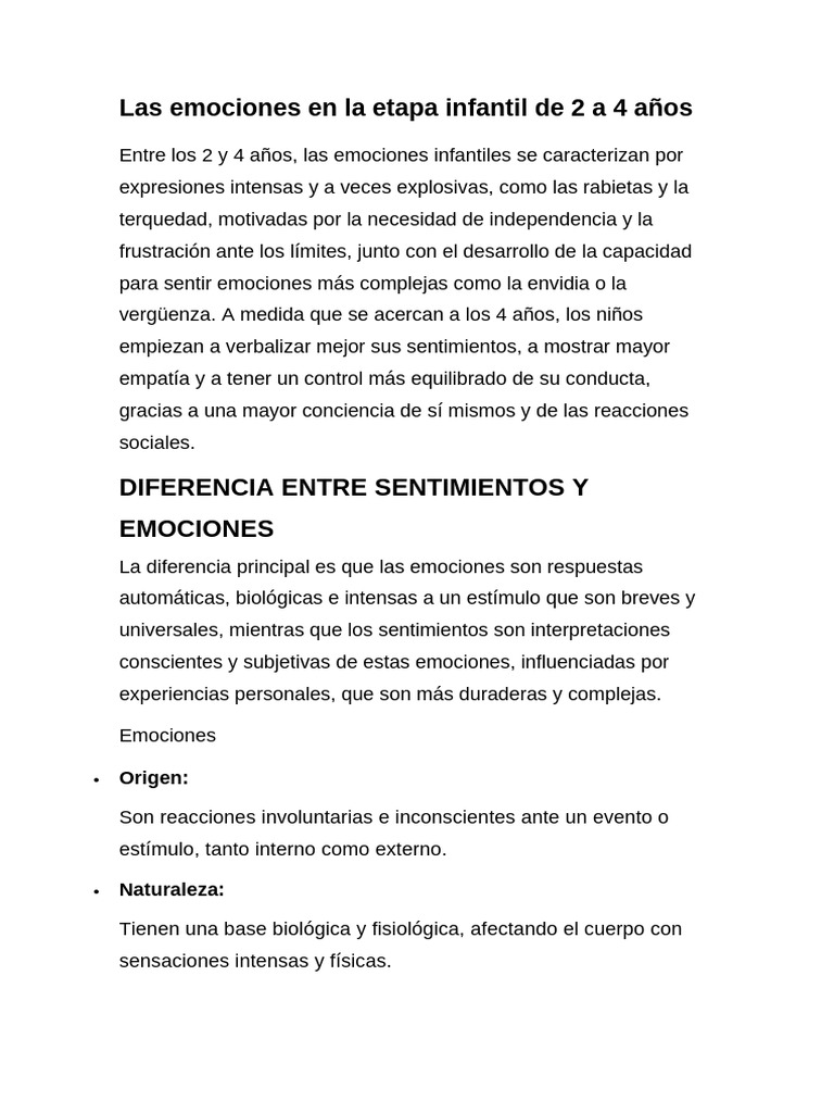 Emociones en Niños de 2 a 4 Años | PDF | Las emociones | Temor