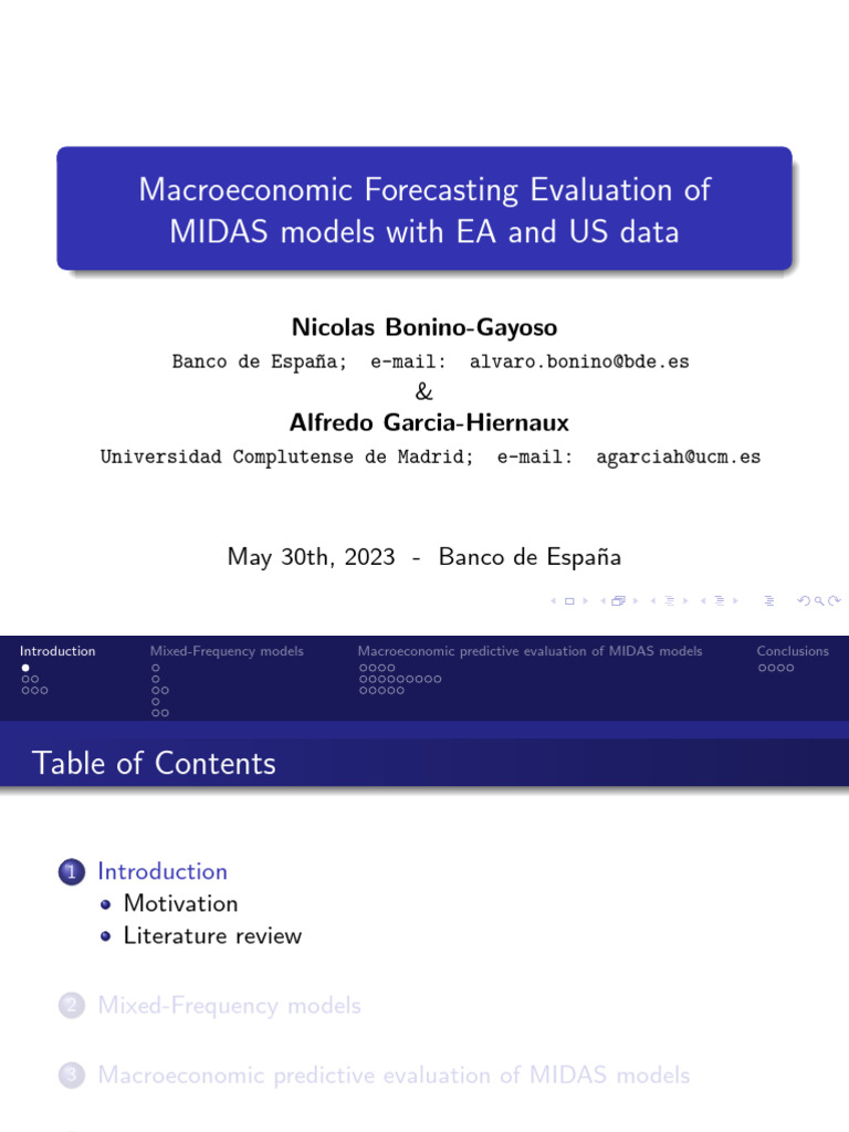 MIDAS Models for Macroeconomic Forecasting | PDF | Forecasting ...