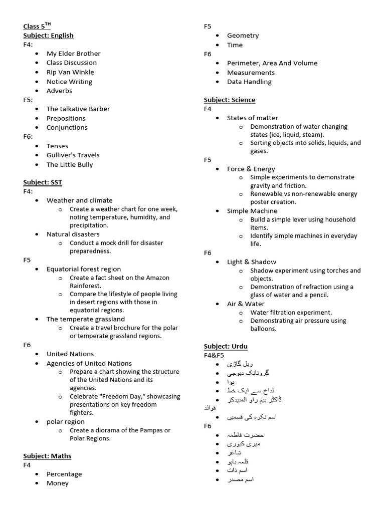 Class 5TH | PDF