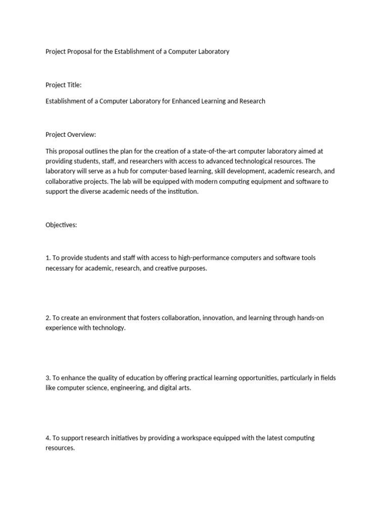 Computer Lab Proposal for Enhanced Learning | PDF | Software | Innovation