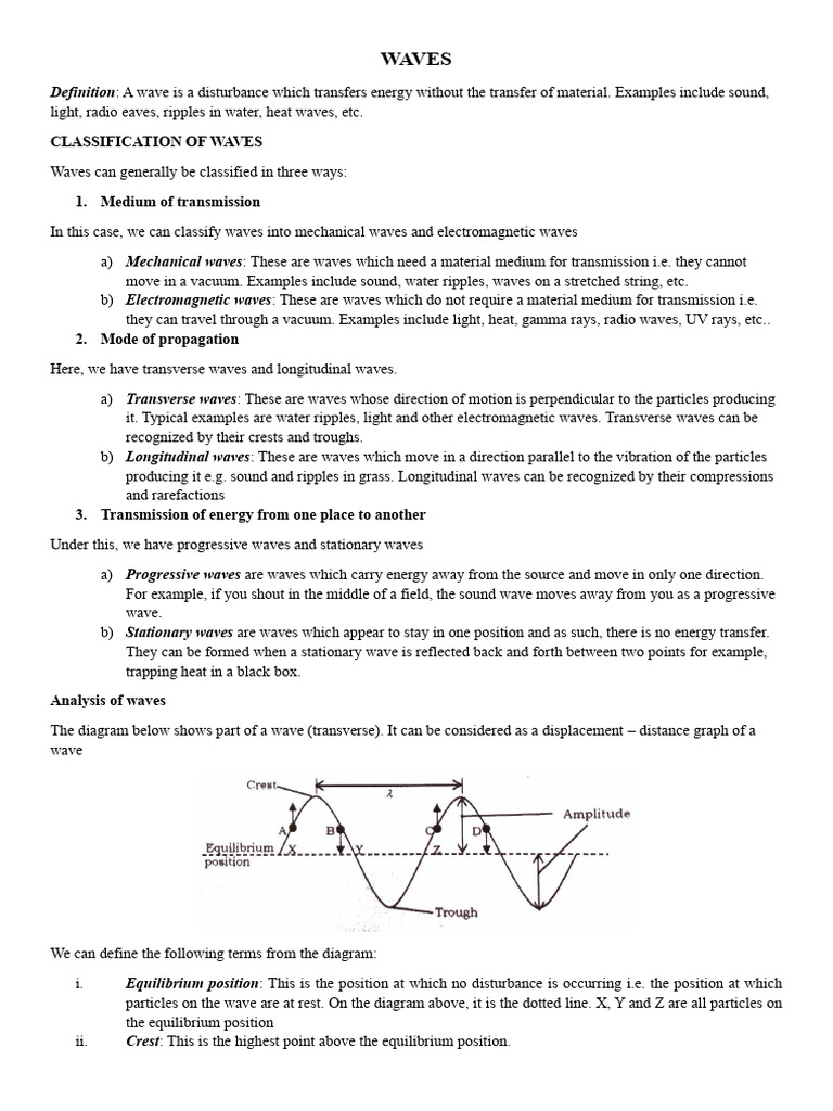 Form 4 Physics Notes - Waves | PDF | Waves | Sound