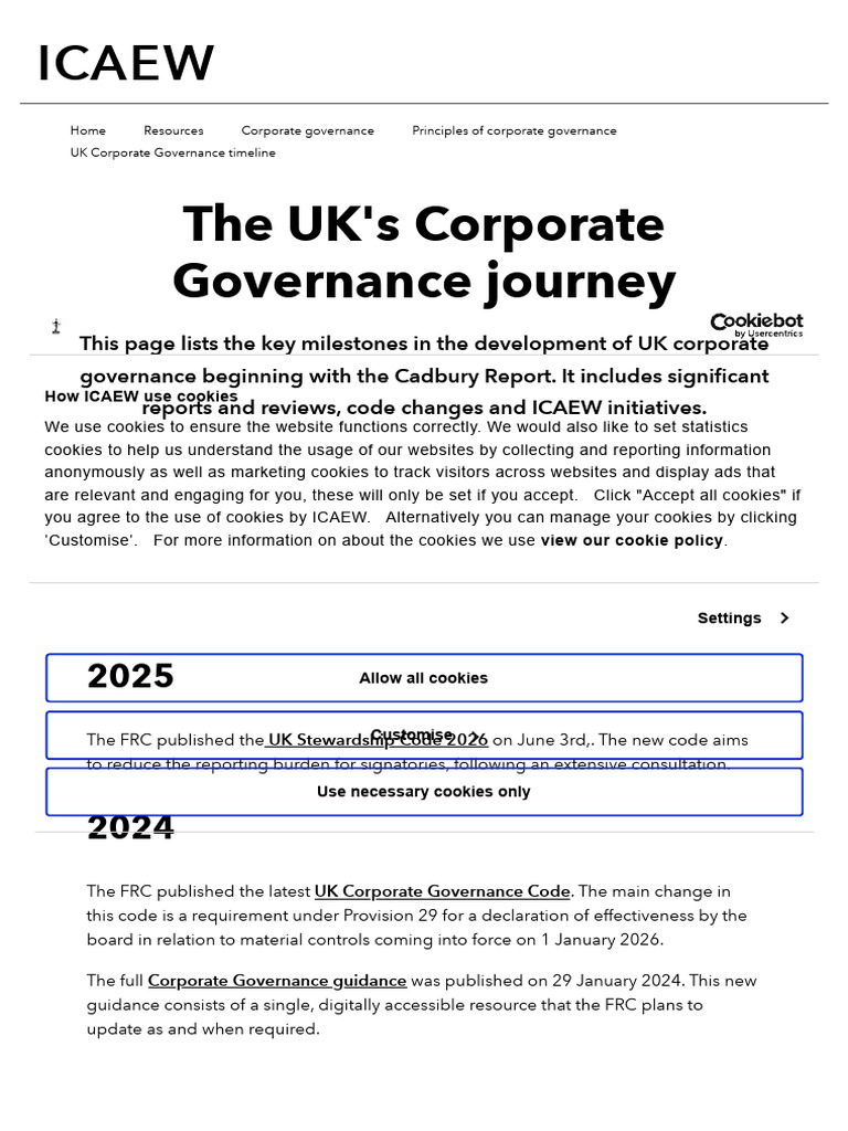 UK Corporate Governance Updates 2024-2026 | PDF | Corporate Governance ...