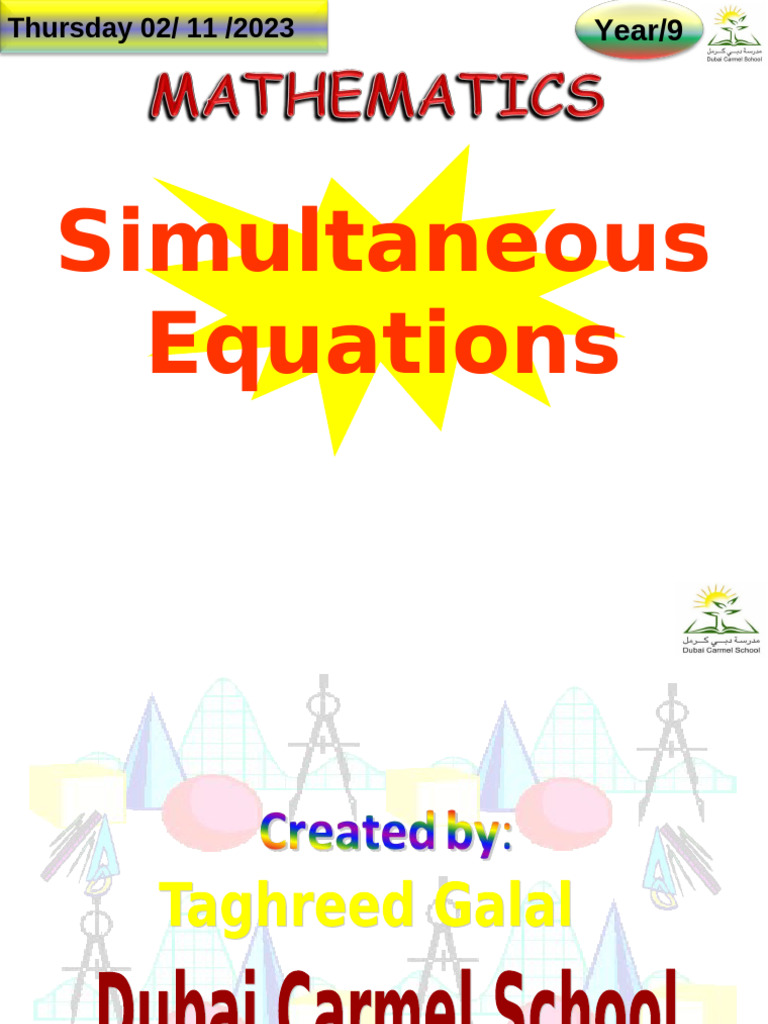 Simultaneous Equations Pdf Equations Mathematics