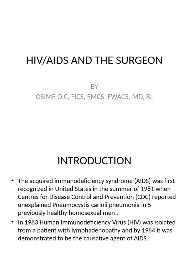 Surgical Management of HIV/AIDS Cases | PDF | Hiv/Aids | Hiv