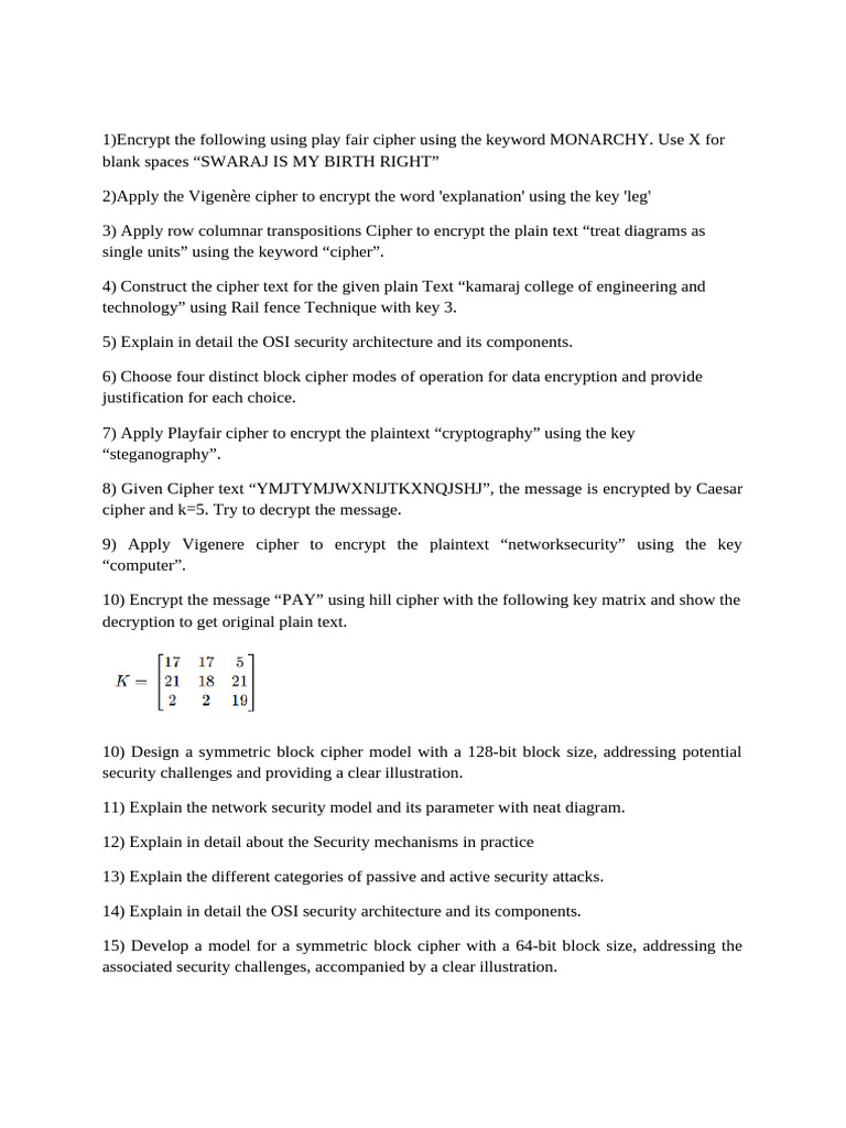 Important Cryptography Questions | PDF