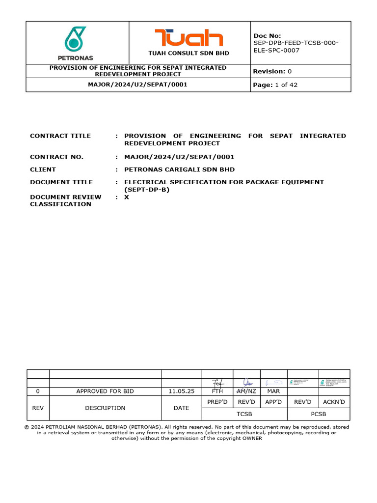 Sepat Integrated Project Electrical Specs | PDF | Alternating Current ...