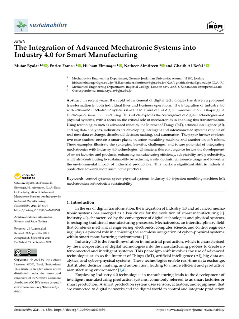 Mechatronics in Industry 4.0 Integration | PDF | Mechatronics | Automation