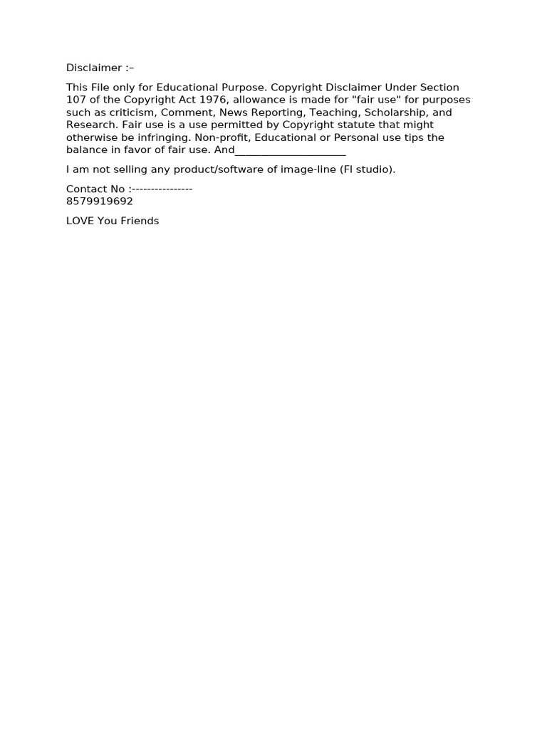 Educational Fair Use Disclaimer | PDF