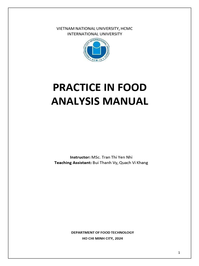 Food Analysis Techniques Manual | PDF