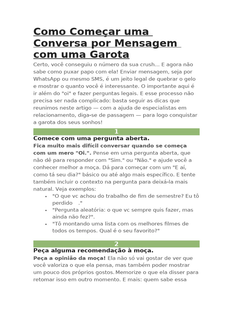 Como Iniciar Conversa com Garotas | PDF | Tempo