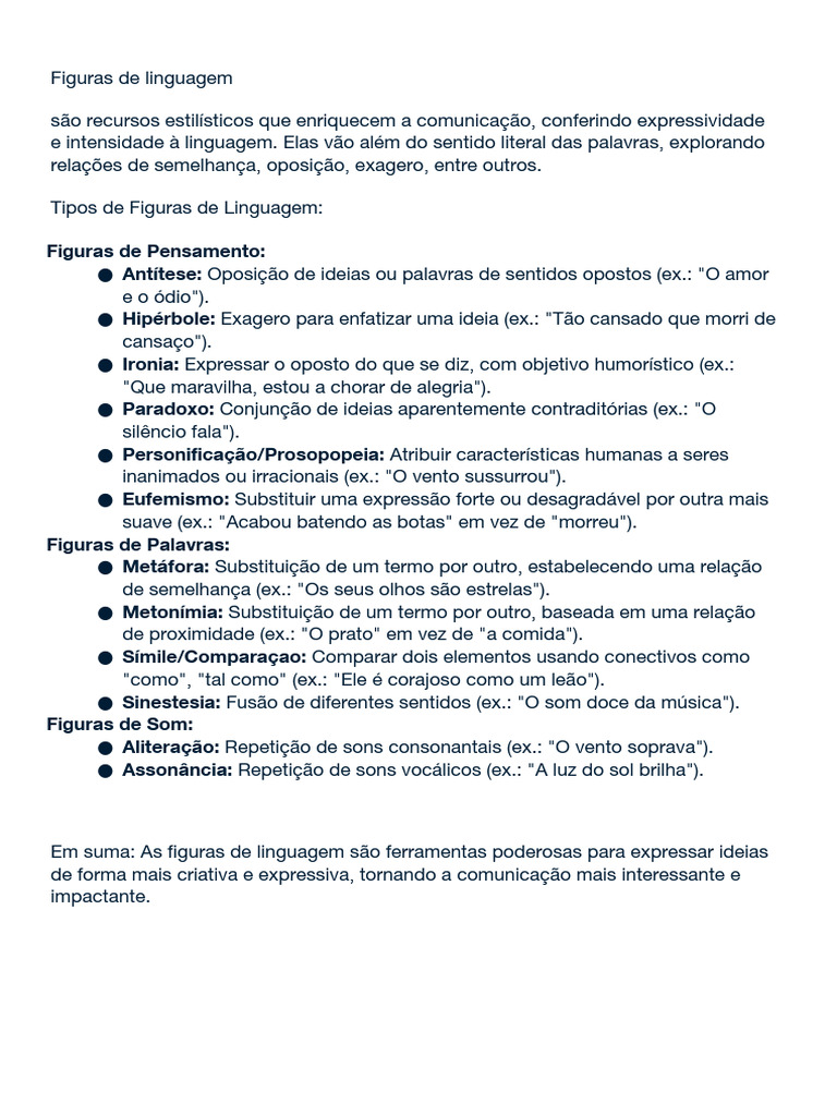 Tipos de Figuras de Linguagem Explicadas | PDF
