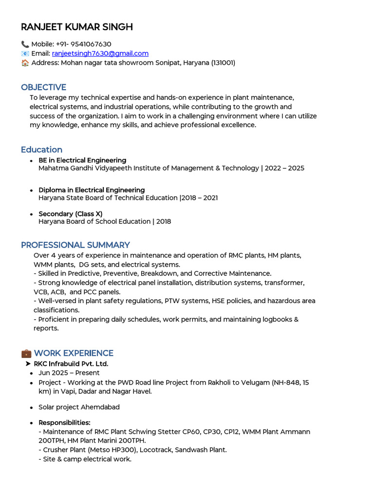 Ranjeet Kumar Singh Resume | PDF