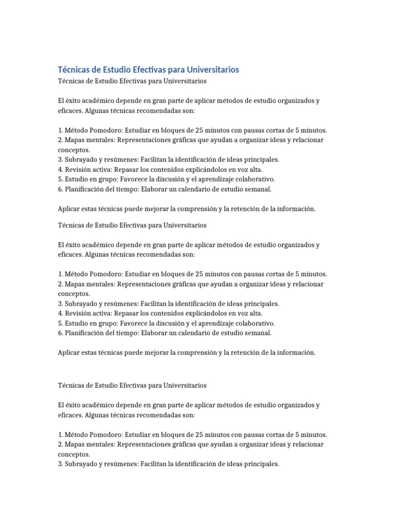 Técnicas de Estudio Efectivas para Universitarios | PDF | Habilidades ...