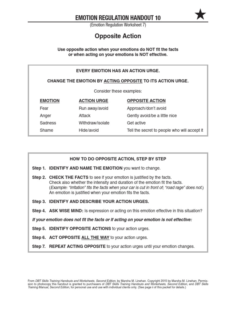 Emotion Regulation: Opposite Action Guide | PDF | Dialectical Behavior ...