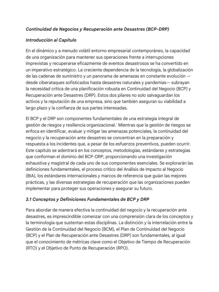 W4 - Continuidad de Negocios y Recuperación Ante Desastres (BCP-DRP ...