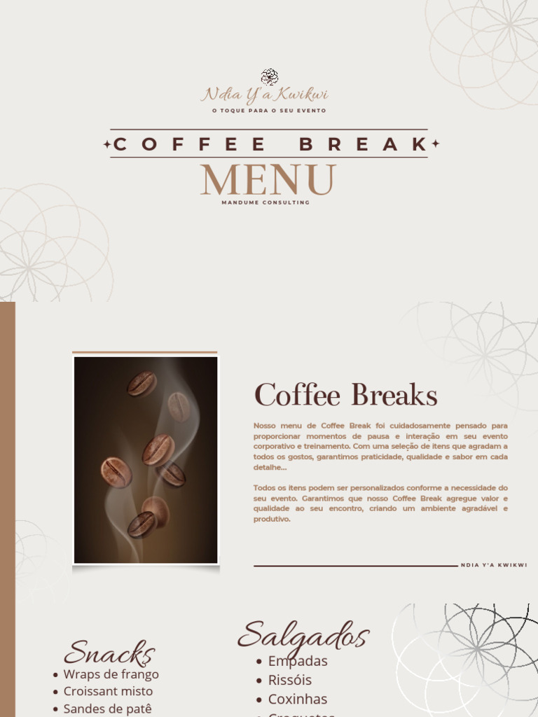 Menu de Coffee Break Personalizado | PDF