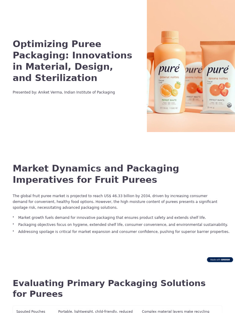 Innovations in Puree Packaging Solutions | PDF | Recycling | Plastic