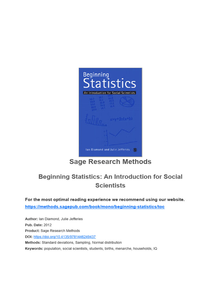 Introductory Statistics for Social Scientists | PDF | Quartile