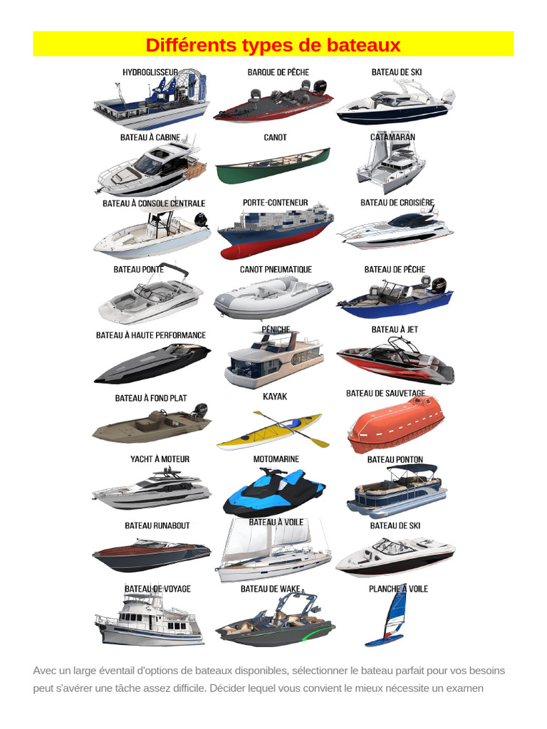Diff rents Types De Bateaux PDF Bateaux Propulsion Marine