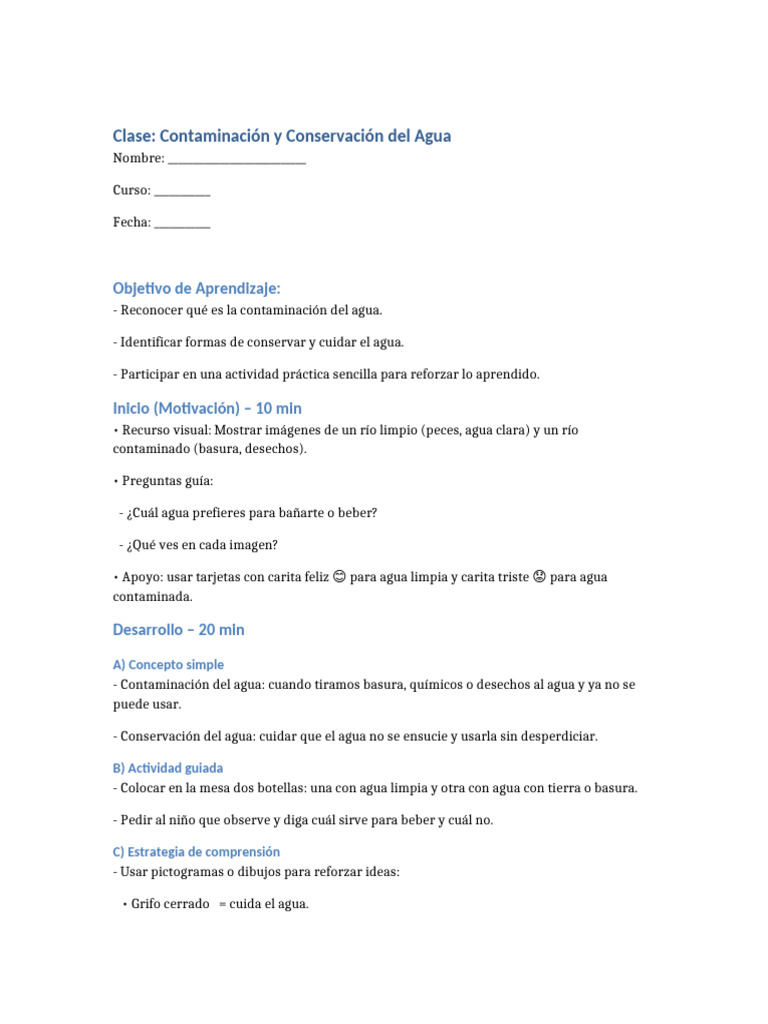 Clase Contaminacion y Conservacion Del Agua | PDF