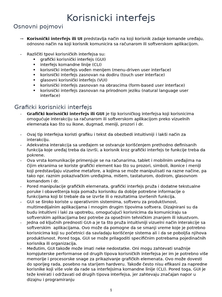 Korisnicki Interfejs | PDF