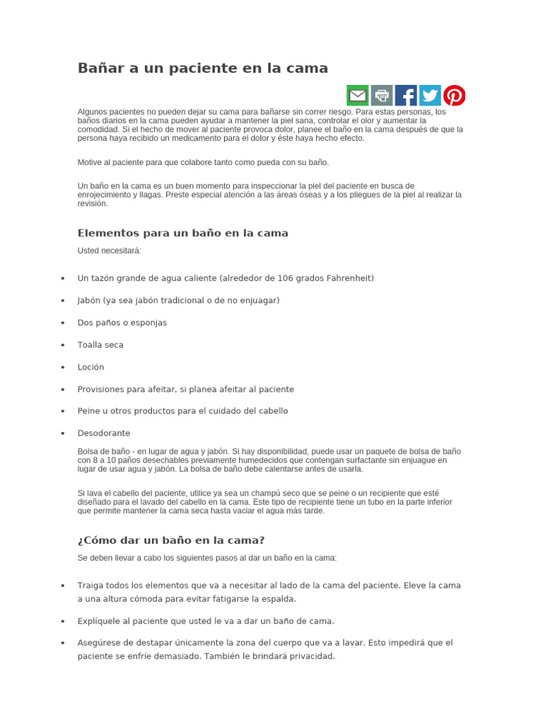 Bañar A Un Paciente en La Cama | PDF | Baños | Higiene