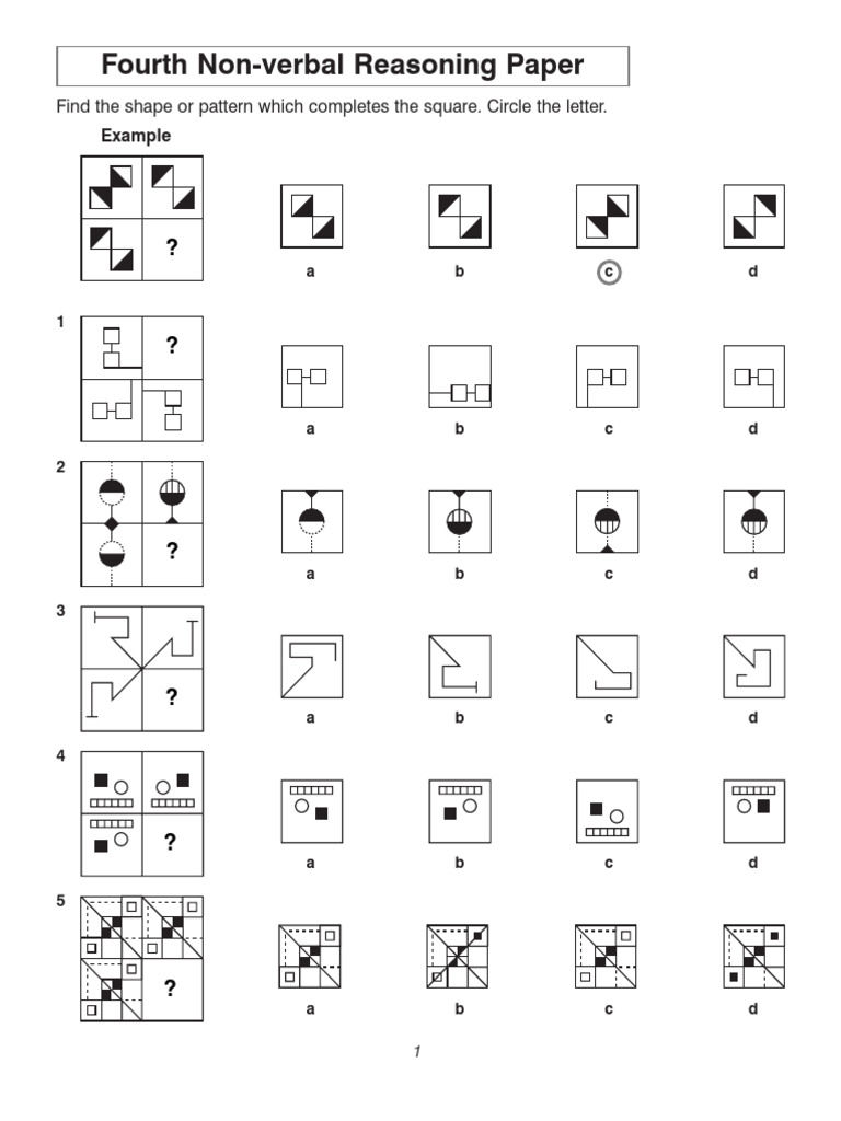 Bond 11 Plus Non Verbal Reasoning Sample Paper 1 Removed | PDF